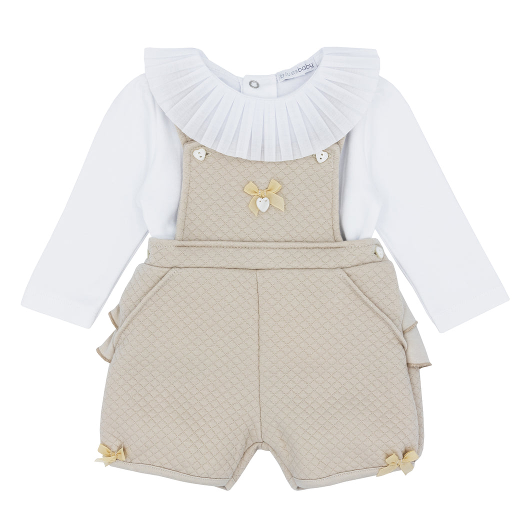 BB AW soft quilted dungaree Set - beige