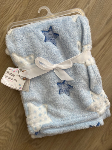 Soft star print baby blanket - BLUE