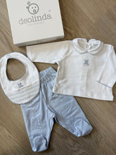 Load image into Gallery viewer, Baby boy soft blue polka print 2piece set - in giftbox