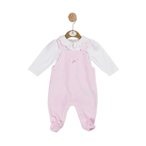 Mb6099 soft pink velour dungaree set