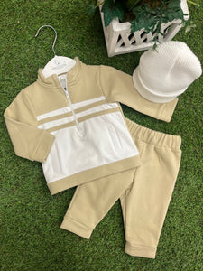 Deolinda beige half zip tracksuit