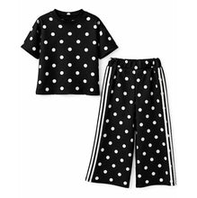 Load image into Gallery viewer, Girls black/white polka print Set