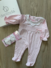 Load image into Gallery viewer, Baby girls soft pink smock babygrow - in giftbox