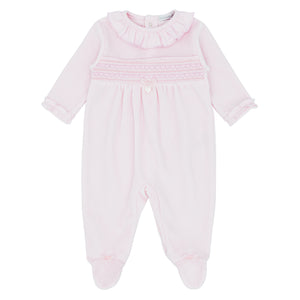 BB AW soft pink heart velour babygrow