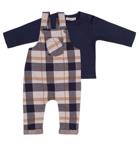 EMC boys soft check dungaree Set