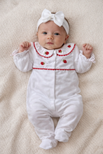 Load image into Gallery viewer, Baby girls strawberry detail babygrow - in giftbox