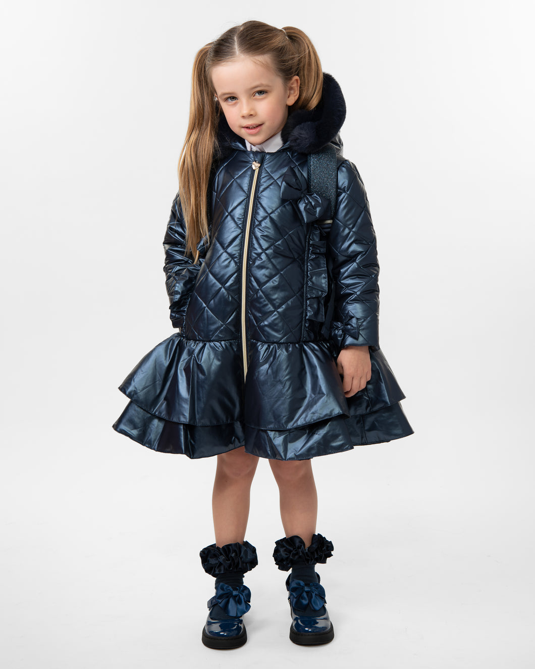 AW navy quilted bow Jacket