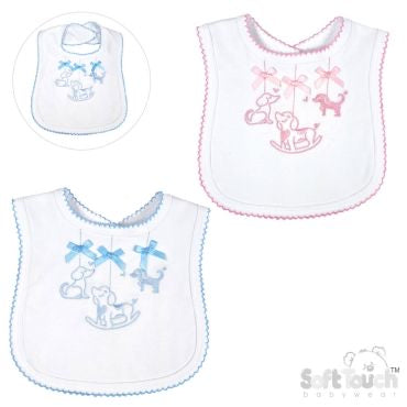 Soft puppy print bib - BLUE