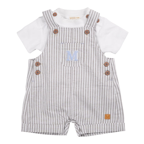 MB6314d grey stripe Dungaree Set