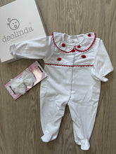 Load image into Gallery viewer, Baby girls strawberry detail babygrow - in giftbox
