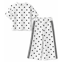 Load image into Gallery viewer, Girls white/black polka print Set