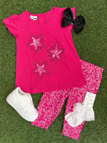 Girls cerise star legging Set