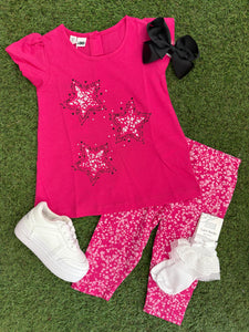 Girls cerise star legging Set