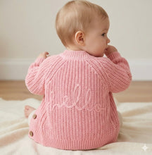 Load image into Gallery viewer, AMORE pink girls ‘hello’ cardigan