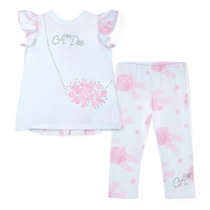 CLARA white floral print legging Set