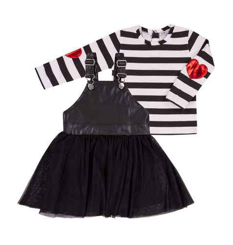 EMC leather tulle Pinafore Set