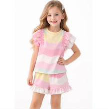 Load image into Gallery viewer, Girls pastel pink multi frill Short Set - SIZE UP(small fitting)