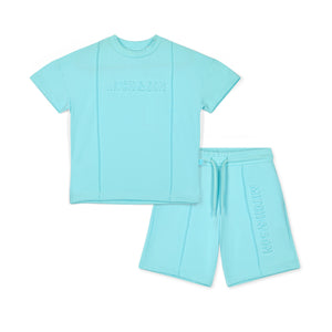 HARPER turquoise jersey short Set