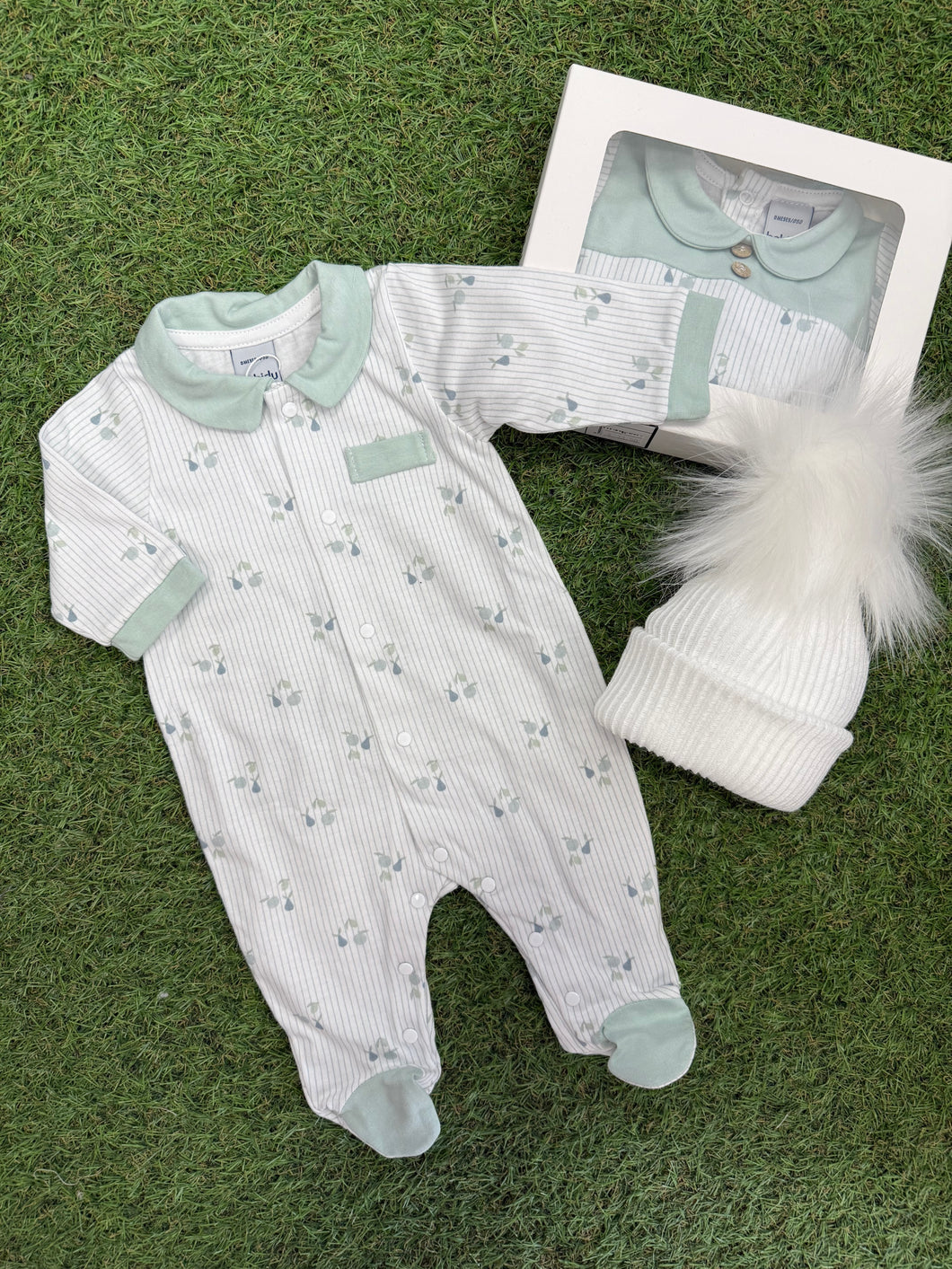 Babidu soft print babygrow - sage