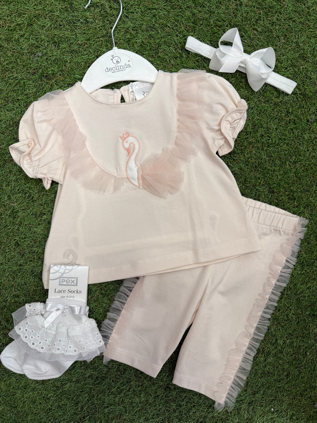 Girls Swan tulle legging Set