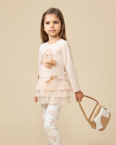 AW beige handbag frill legging set