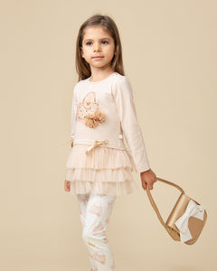 AW beige handbag frill legging set