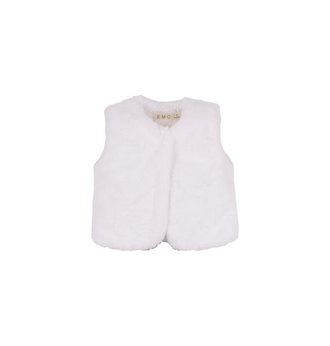 EMC white faux fur gilet