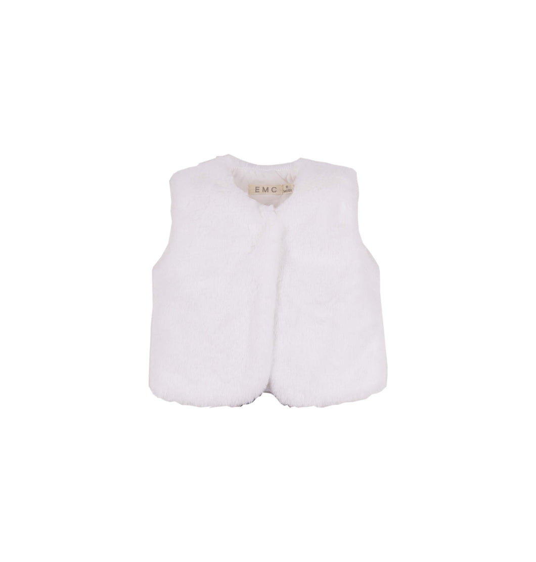 EMC white faux fur gilet