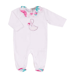 Baby EMC floral swan Babygrow - in giftbox