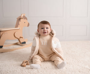 DAN beige white padded Jacket with mitts