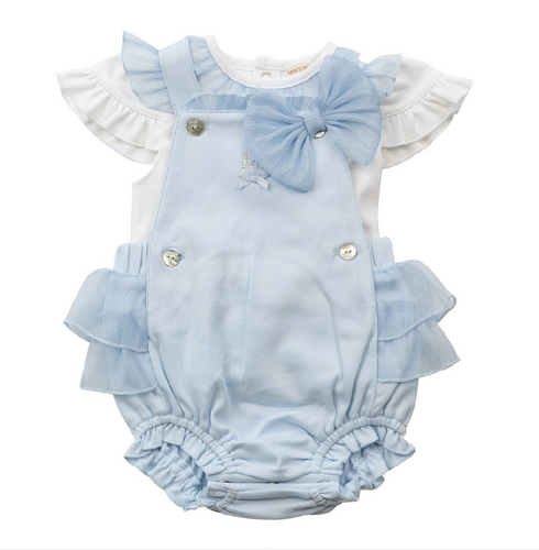 MB6495 blue frill romper Set