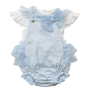MB6495 blue frill romper Set