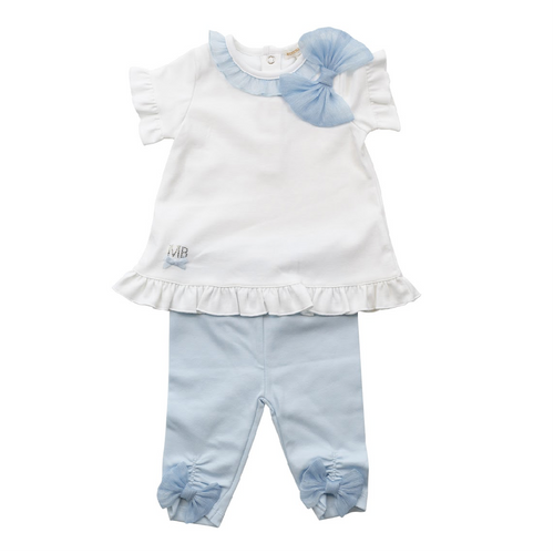 MB6499 blue/white frill bow legging Set