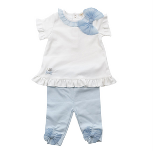 MB6499 blue/white frill bow legging Set