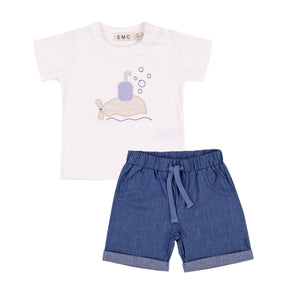Baby boy EMC soft denim short Set