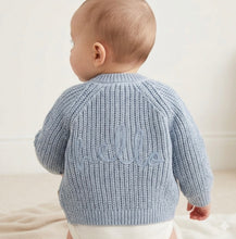 Load image into Gallery viewer, AMORE blue boys ‘hello’ cardigan