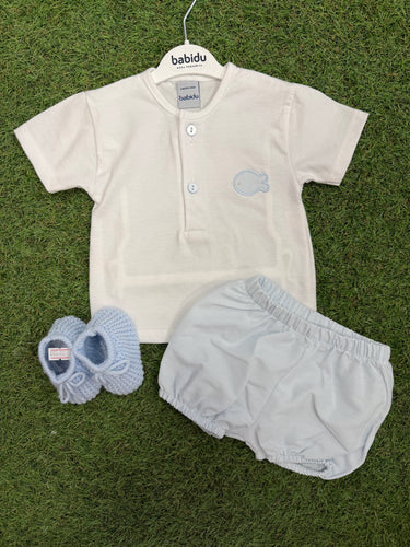 Babidu soft stripe short set