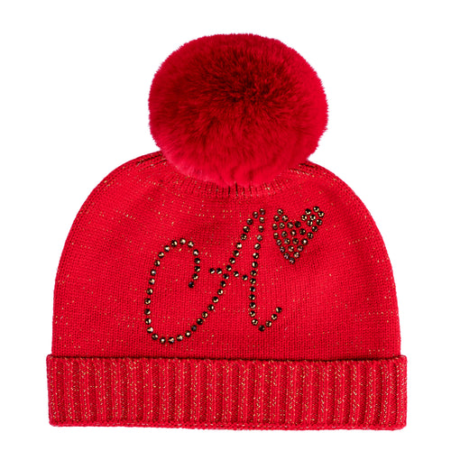 RANI red sparkle Pom hat