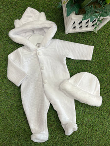 Deolinda unisex white quilted babysuit - in giftbox(HAT NOT INCLUDED)