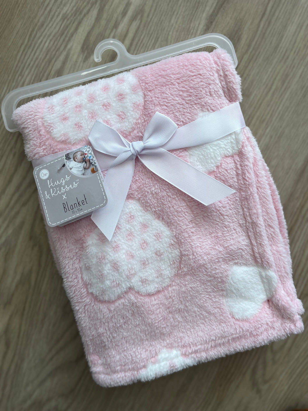 Soft baby blanket heart print - PINK