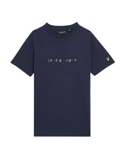 AW L&S multi logo tshirt - navy