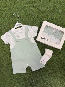 Babidu soft dungaree set - sage