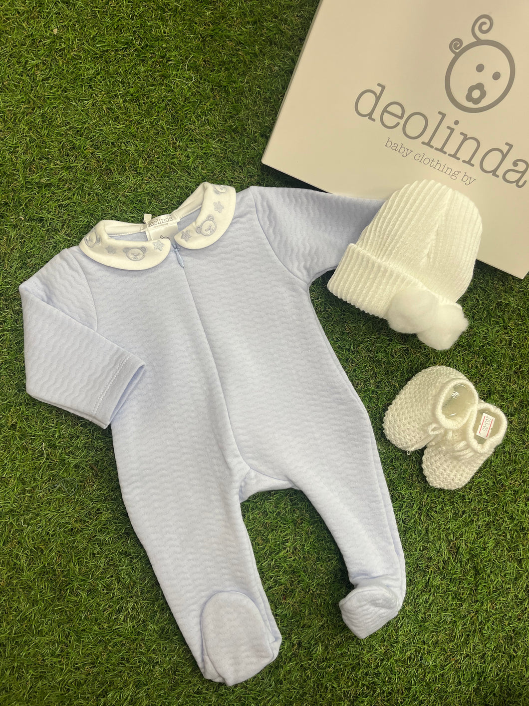 Deolinda soft quilted teddy babygrow - in giftbox