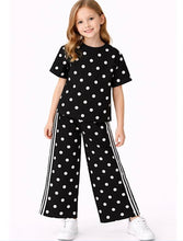 Load image into Gallery viewer, Girls black/white polka print Set