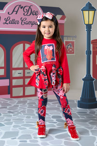 REESE red post print legging set