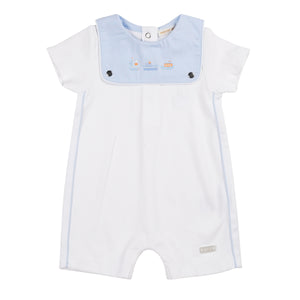 MB6273 white/blue boat print Romper