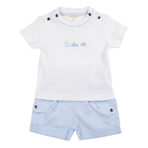 MB6277 blue/white sea print Short set