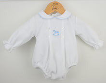 Load image into Gallery viewer, PEX george velour rocking horse Romper