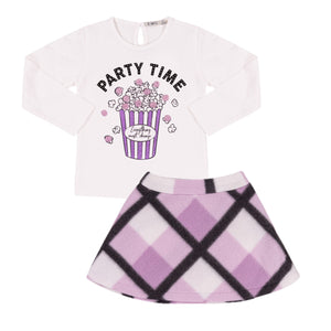 EMC lilac check Skirt Set