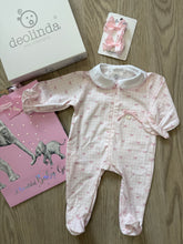 Load image into Gallery viewer, Baby girls bow print Babygrow - in giftbox
